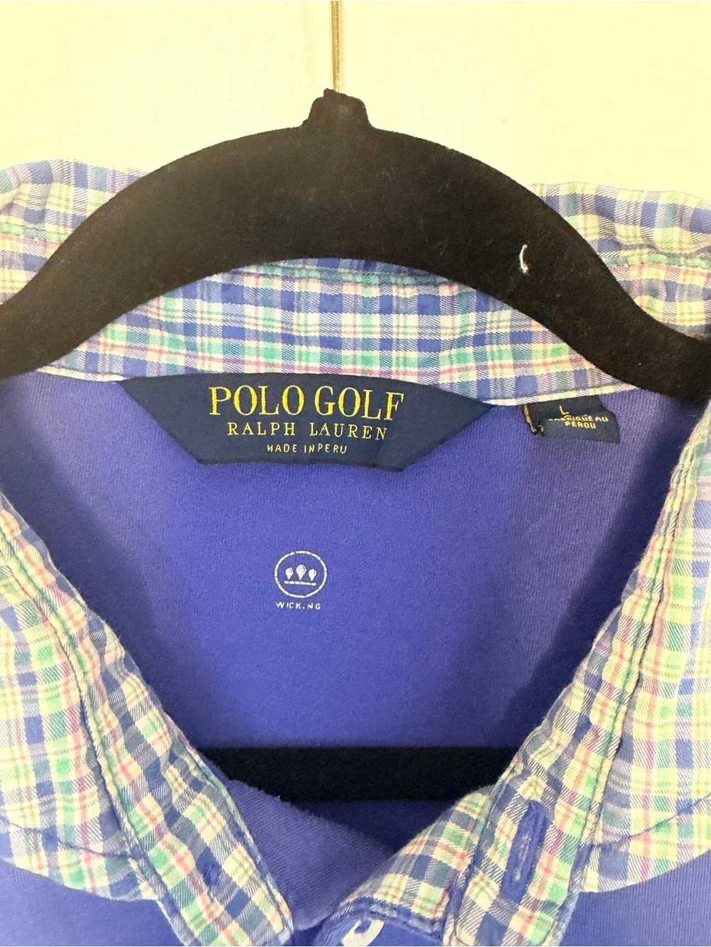 Ralph Lauren Polo Golf Men’s Short-Sleeve Polo in Blue with Plaid Collar